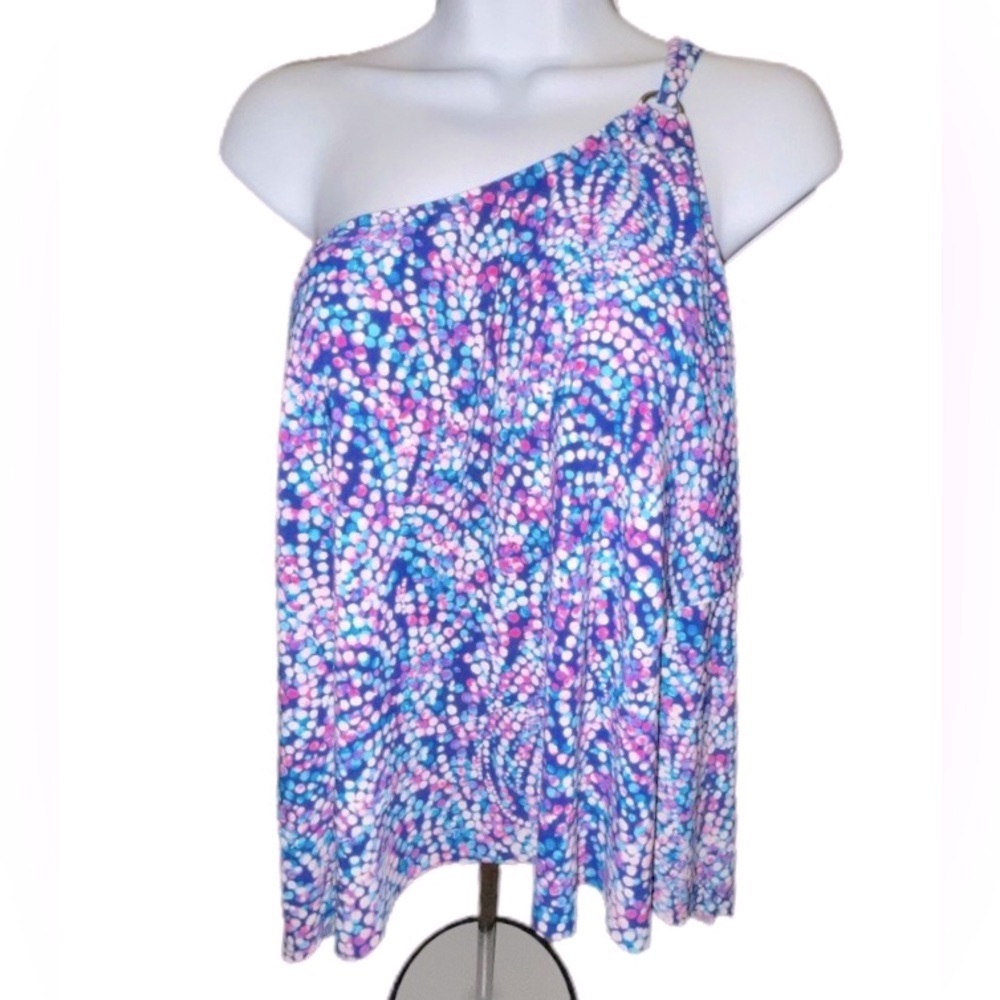 Women's Bal Harbour Women’s One Shoulder Handkerchief Hem Tankini Swim Top
